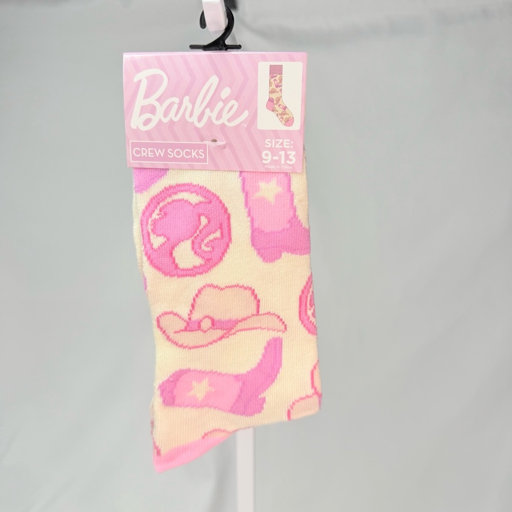 Barbie Pink and Cream Crew Socks NWT